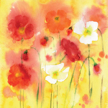 Red, White & Orange Poppies Card