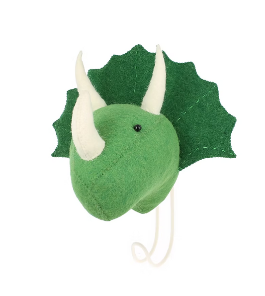 Triceratops Head Coat Hook - Green